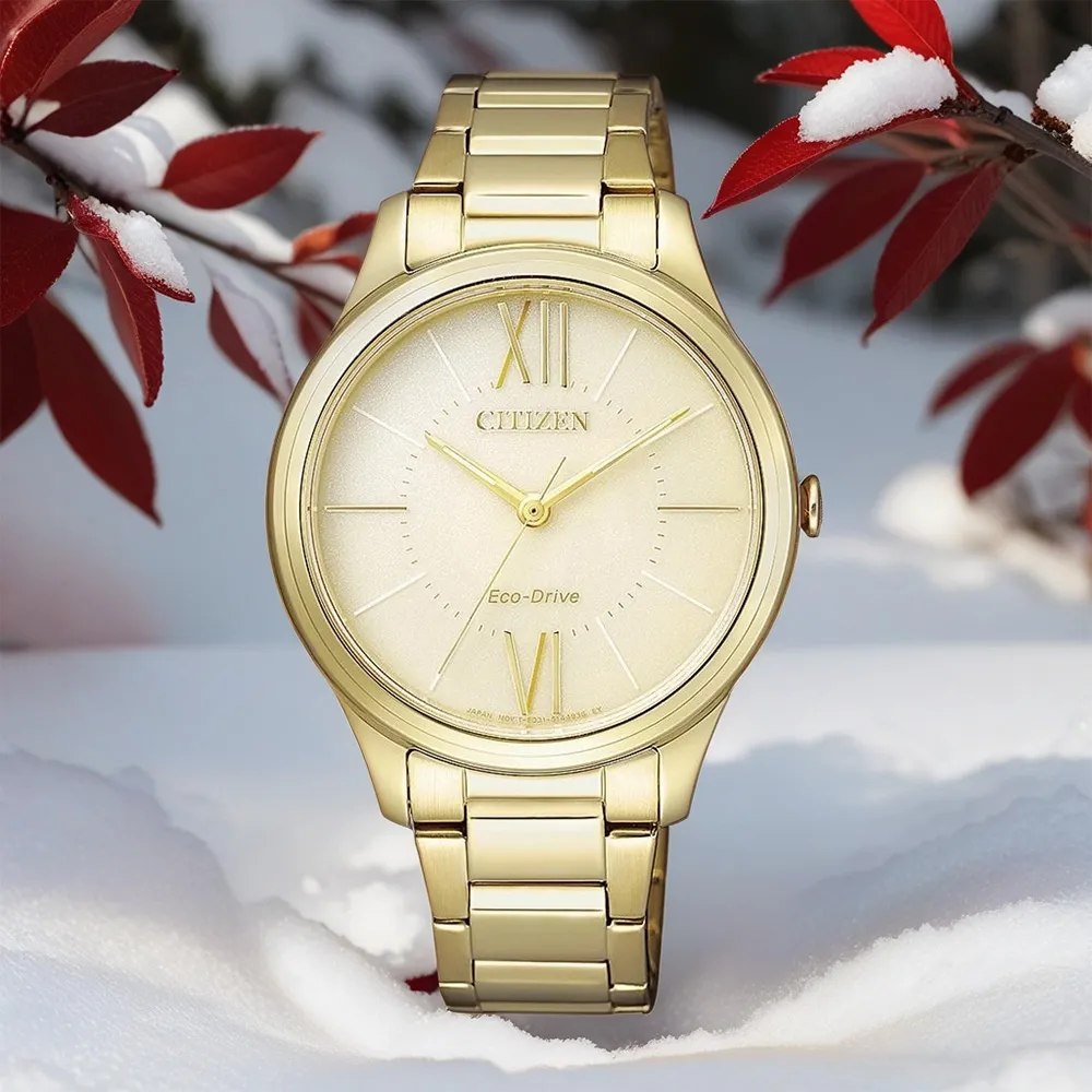 CITIZEN ECO-Drive 美麗動人時尚女錶-金/34mm EM0412-52P 歷史價格詳細信息