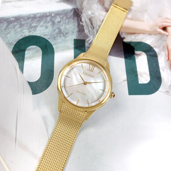 CITIZEN EM0812-89D《田馥甄 代言款》32mm/光動能/米蘭錶帶款/貝殼面/香檳金/公司貨【第一鐘錶】 歷史價格詳細信息