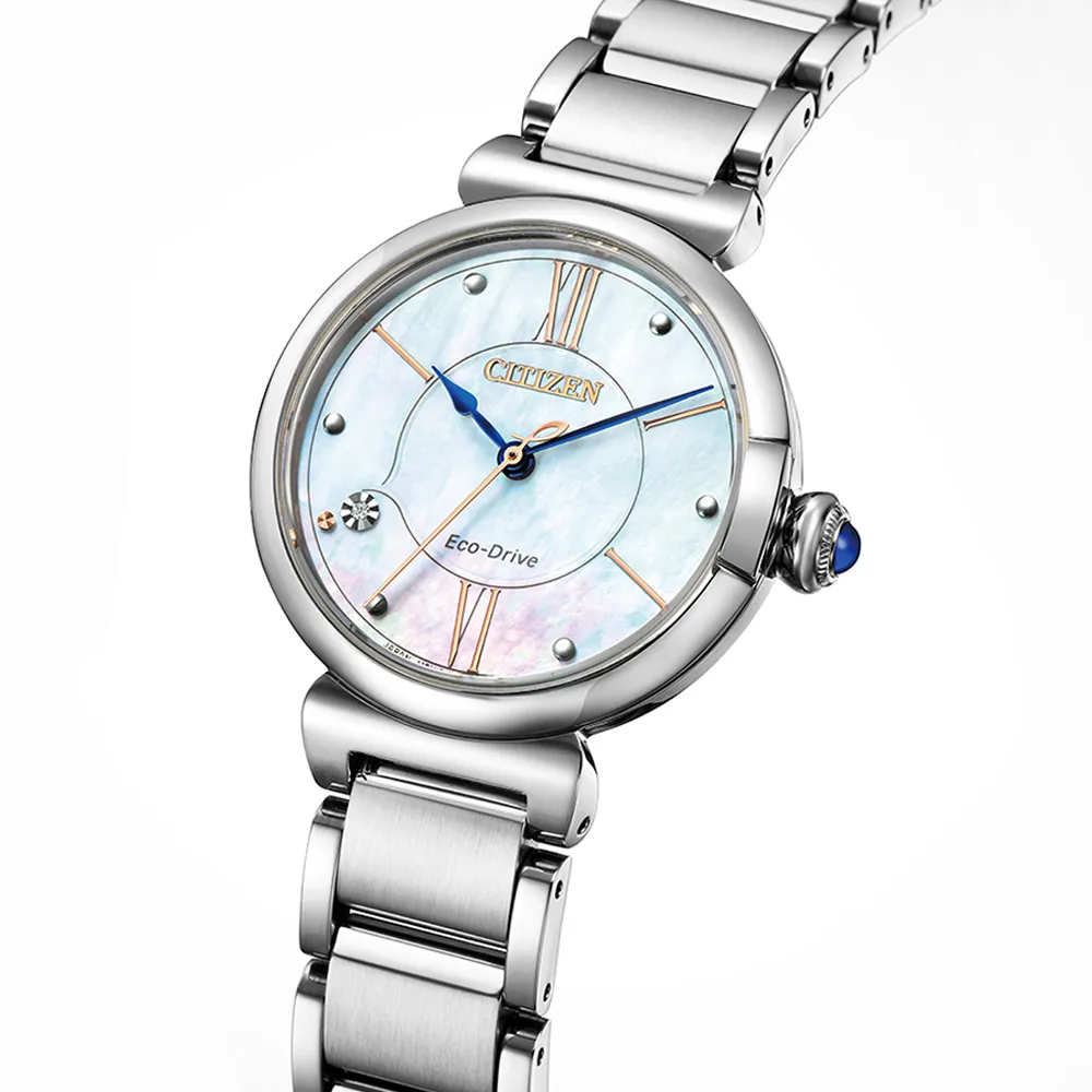 CITIZEN 星辰表 /EM1074-82D/L 光動能 珍珠母貝 藍寶石水晶玻璃 不鏽鋼手錶 銀白x玫瑰金 29mm 歷史價格詳細信息