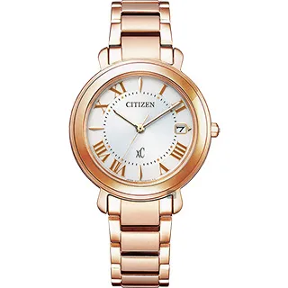 CITIZEN / EO1202-57A / XC 光動能 羅馬刻度 日期 不鏽鋼手錶 銀白x鍍玫瑰金 33mm 歷史價格詳細信息
