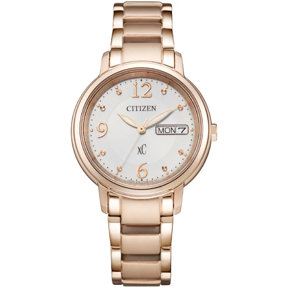 CITIZEN 星辰 xC 亞洲限定款光動能優雅氣質腕錶/玫瑰金x銀/32.5mm/EW2425-57W 歷史價格詳細信息