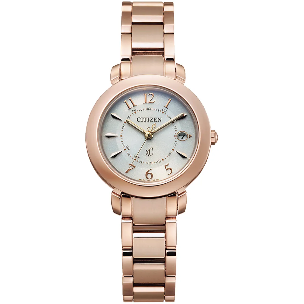 CITIZEN 星辰 xC 光動能電波對時萬年曆鈦金屬腕錶/銀X玫瑰金/29mm/ES9469-59A 歷史價格詳細信息