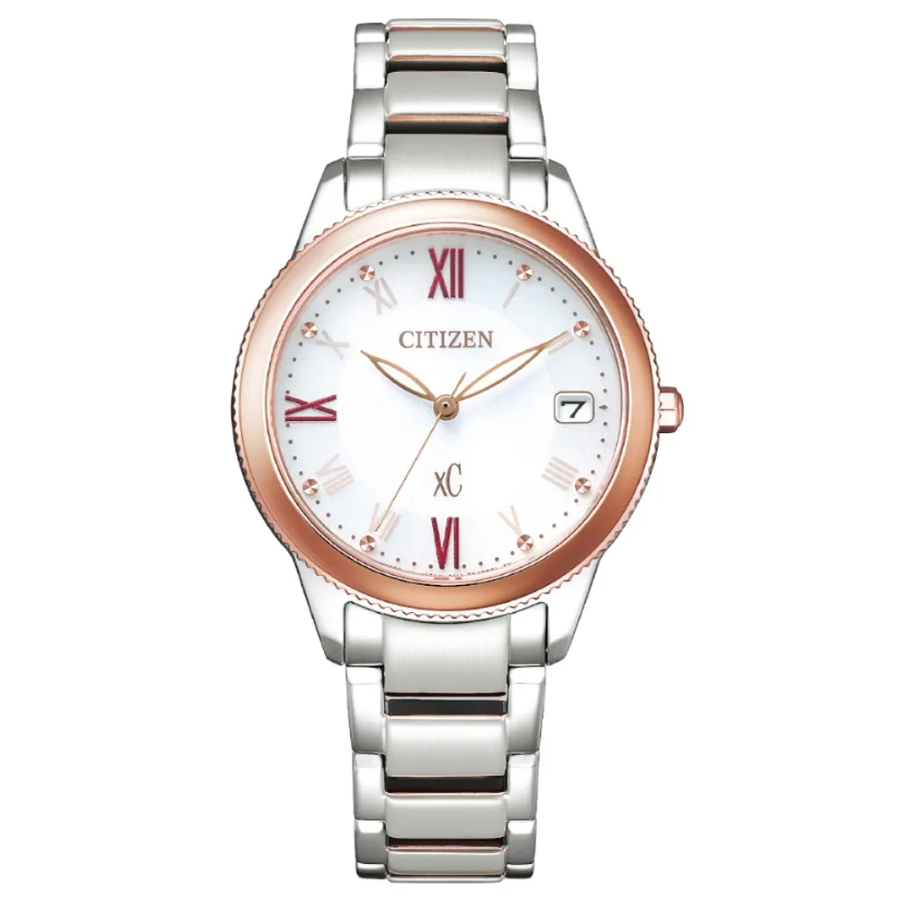 CITIZEN 星辰 xC 亞洲限定款光動能優雅氣質腕錶/玫瑰金x銀/32.5mm/EW2425-57W 歷史價格詳細信息