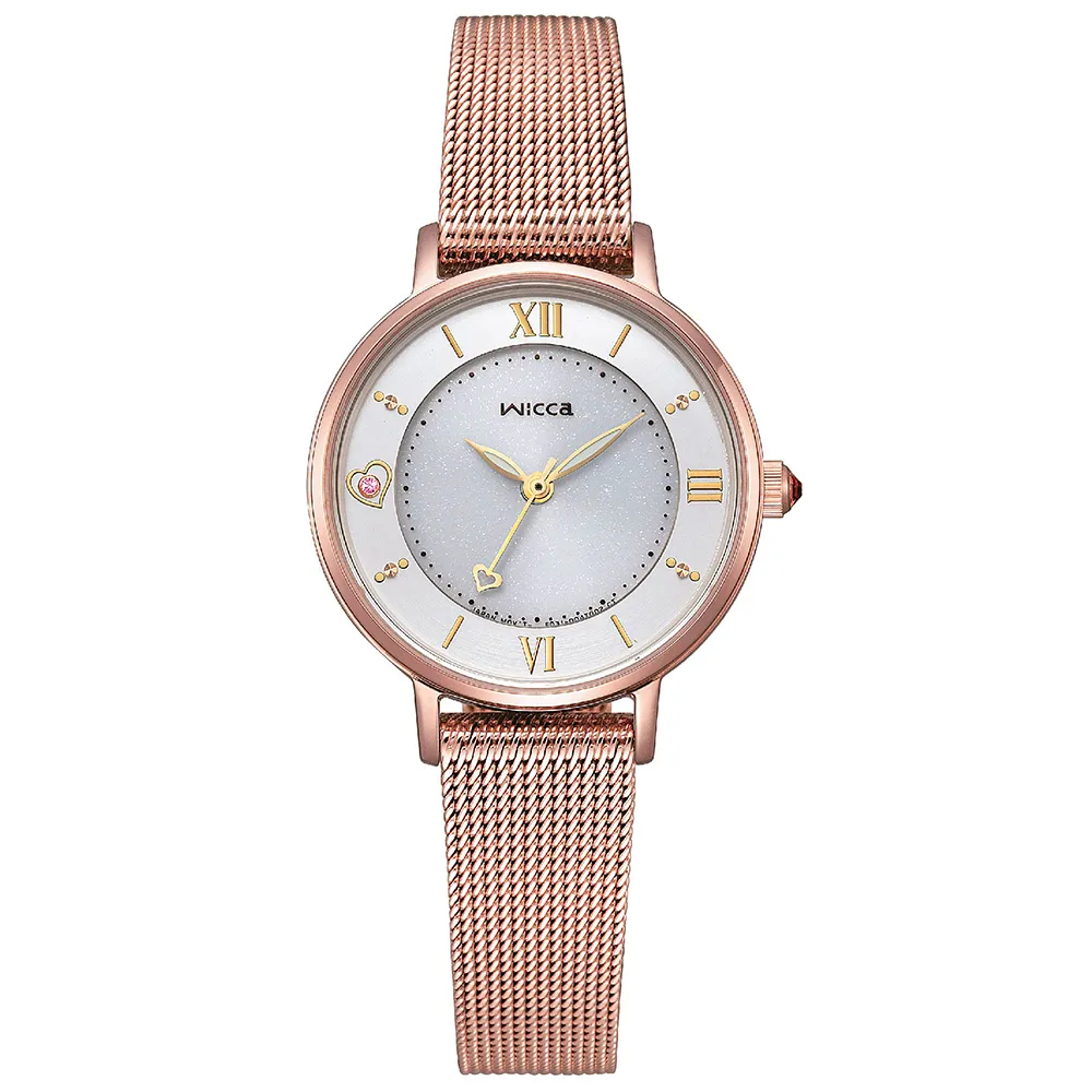 【CITIZEN 星辰】WICCA少女系列愛心指針草莓慕斯米蘭錶帶錶KP3-465-21 歷史價格詳細信息