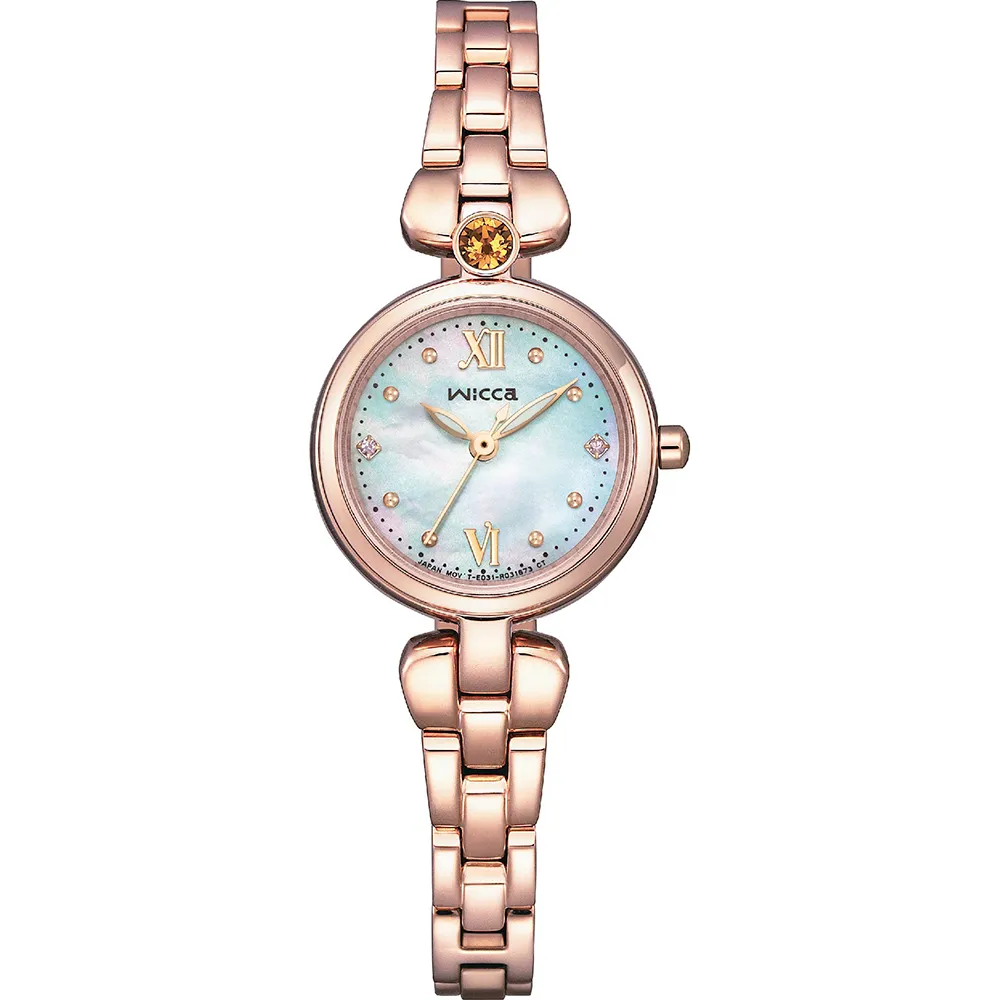 CITIZEN 星辰 Wicca 太陽能晶鑽女錶-玫瑰金x黑/23.5mm KP5-662-51 歷史價格詳細信息