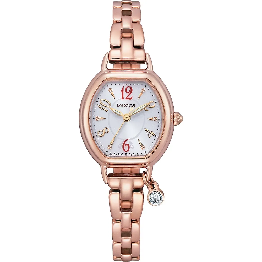 CITIZEN 星辰 Wicca KP2-566-95 台灣限定款水晶太陽能女錶-粉x玫瑰金 歷史價格詳細信息