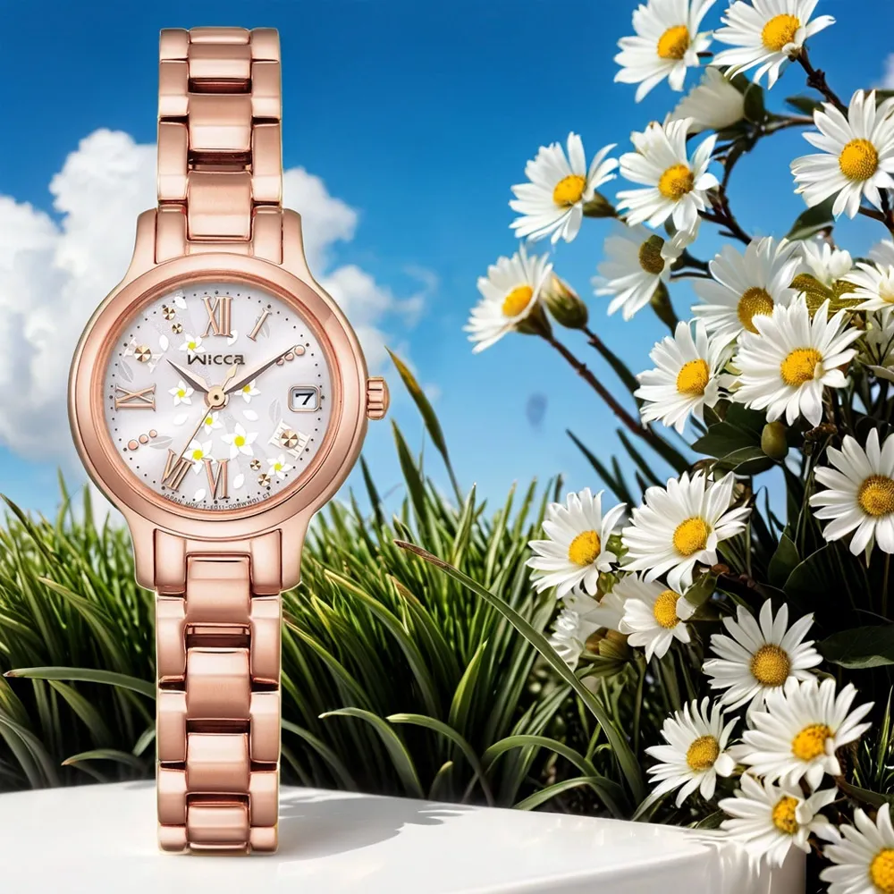 【CITIZEN】星辰 Wicca 台灣限定款 KP3-465-21 羅馬字 太陽能 米蘭錶帶女錶 玫瑰金/白 歷史價格詳細信息