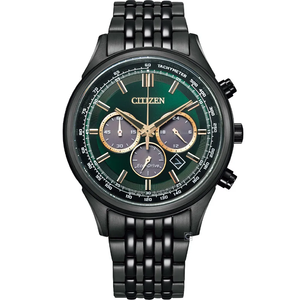 CITIZEN 星辰 Chronograph 光動能 碼錶計時三眼不鏽鋼腕錶-黑金43mm(CA4556-89E) 歷史價格詳細信息