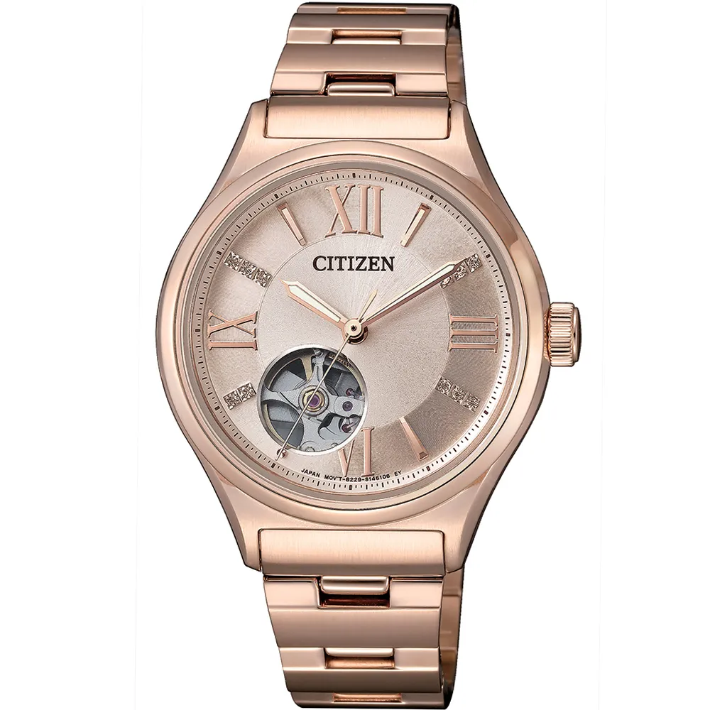 CITIZEN / PC1002-85A / 機械錶 藍寶石水晶玻璃 施華洛世奇晶鑽 不鏽鋼手錶 白x鍍玫瑰金 34mm 歷史價格詳細信息