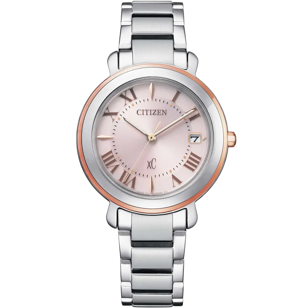 CITIZEN / EO1202-57A / XC 光動能 羅馬刻度 日期 不鏽鋼手錶 銀白x鍍玫瑰金 33mm 歷史價格詳細信息