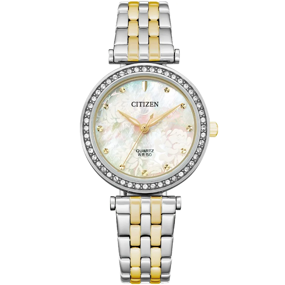 CITIZEN 星辰 ER0214-54D 簡約大方 日本機芯 晶鑽錶框 菱格紋錶盤 花朵紋 手錶 30mm 歷史價格詳細信息