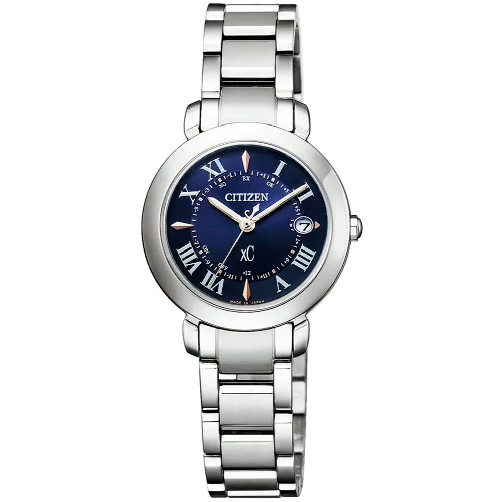 CITIZEN 星辰 xC 光動能電波對時萬年曆鈦金屬腕錶/銀X玫瑰金/29mm/ES9469-59A 歷史價格詳細信息