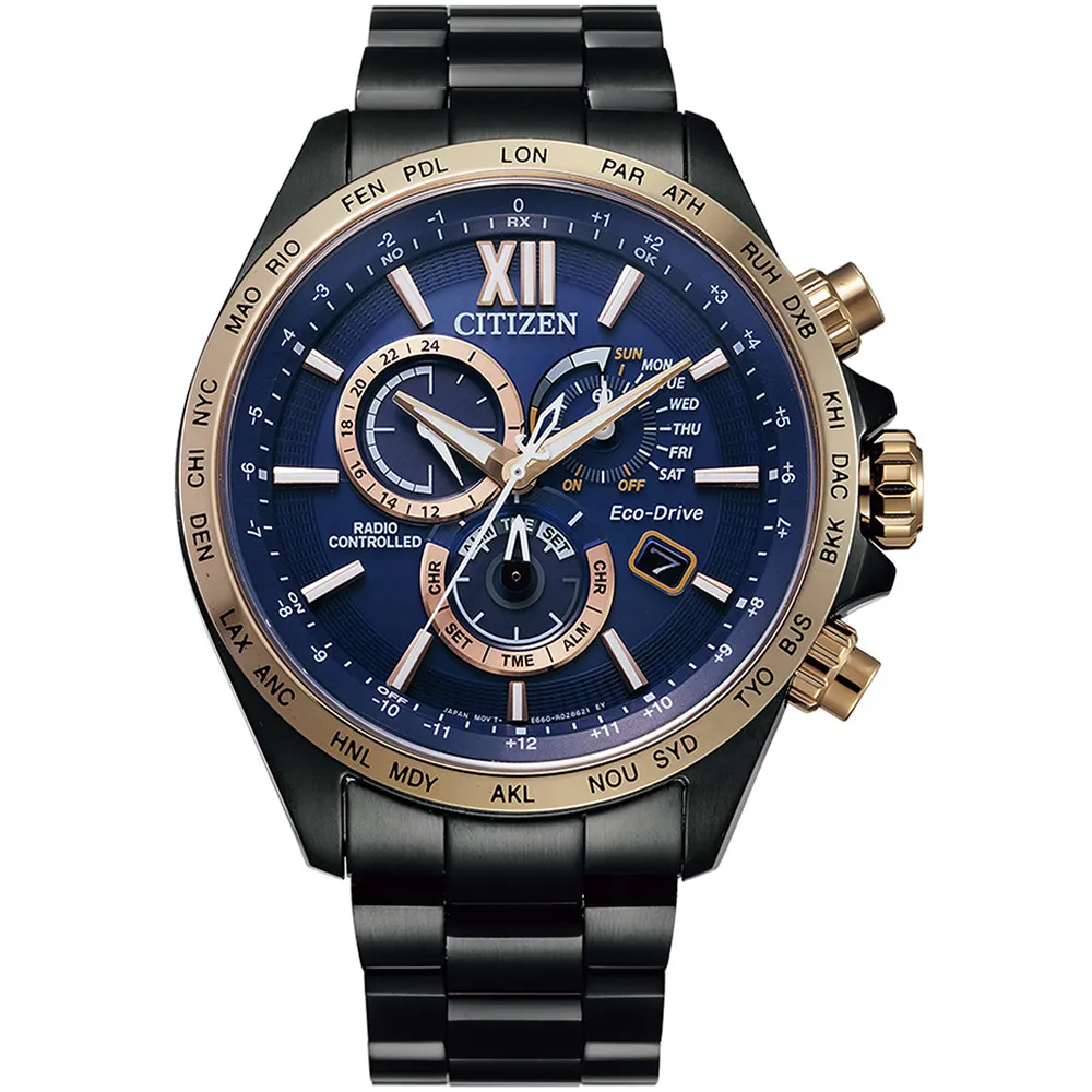 CITIZEN 星辰 光動能電波對時萬年曆三眼計時錶/黑X銀/41.1mm/CB5966-69E 歷史價格詳細信息