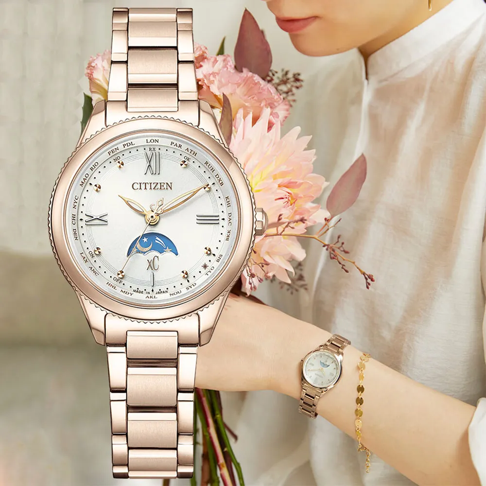 CITIZEN星辰 xC系列 光動能玫瑰金羅馬電波腕錶 29mm/ES9468-51W 歷史價格詳細信息