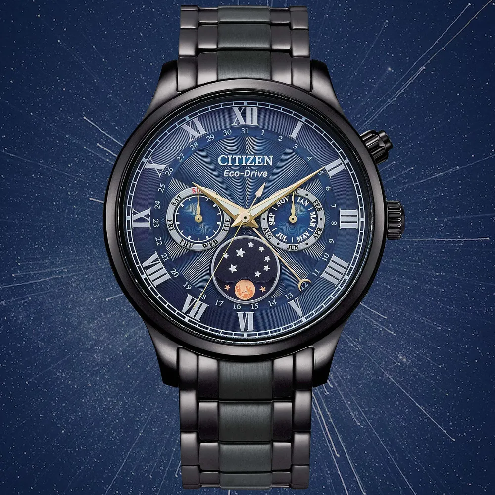 【CITIZEN】星辰 AP1055-87X 光動能 羅馬字 藍寶石玻璃鏡面 鋼錶帶 日月相男錶 42mm 綠/黑 歷史價格詳細信息