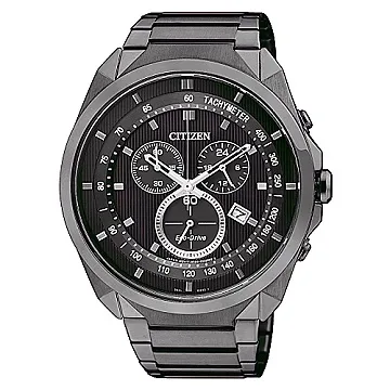 CITIZEN Eco-Drive 撼動自我光動能三眼計時腕錶-黑x銀 歷史價格詳細信息