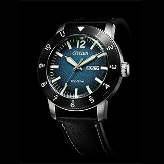 CITIZEN / AW0077-19L / 光動能 潛水風 星期日期 防水100米 小牛皮手錶 藍x銀框x黑 44mm 歷史價格詳細信息
