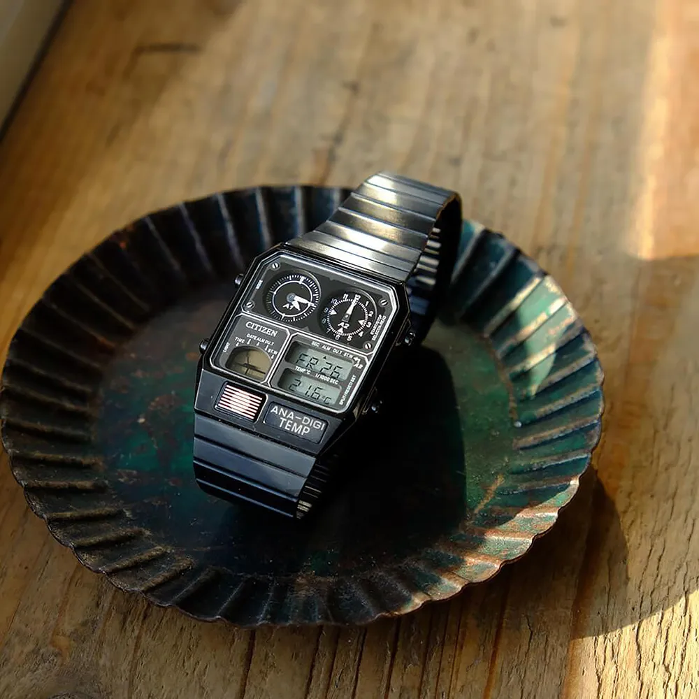 CITIZEN ANA-DIGI TEMP 經典復刻電子腕錶-銀X黑 歷史價格詳細信息
