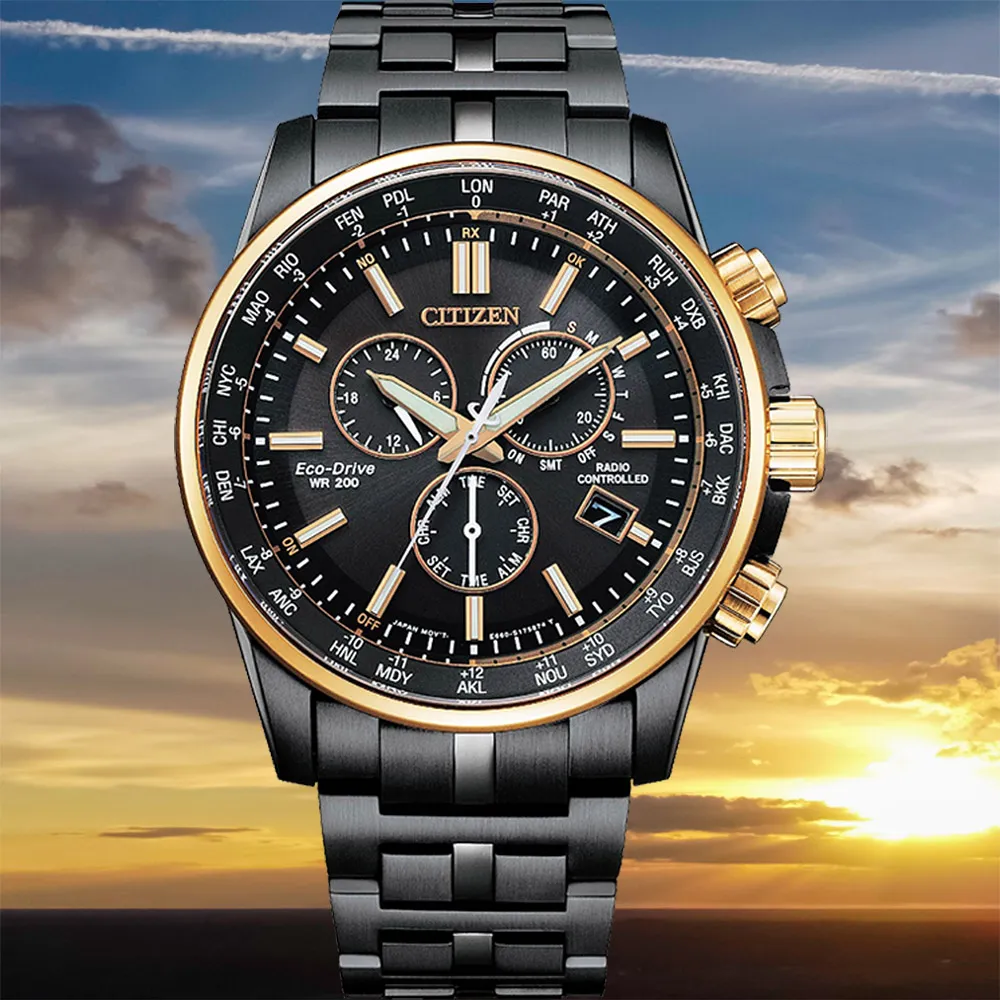 CITIZEN 星辰 亞洲限定 光動能計時手錶-黑X極光綠 CA4418-82X 歷史價格詳細信息