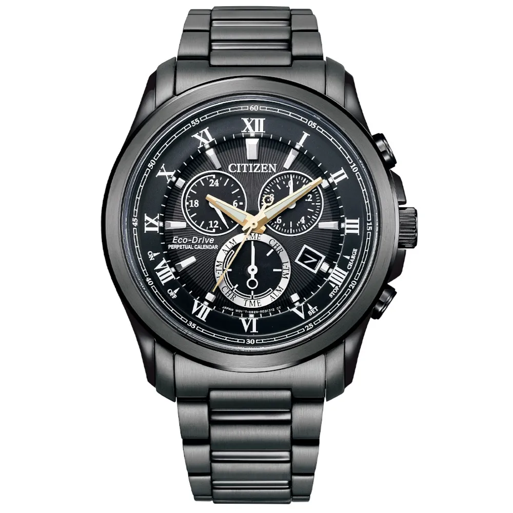 【CITIZEN】星辰 BL5546-81L 羅馬字 萬年曆 鋼錶帶 光動能 三眼計時男錶 黑/藍 43mm 歷史價格詳細信息