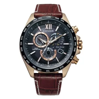 CITIZEN / CB5039-11L / 光動能 萬年曆 電波錶 日期 橡膠小牛皮手錶 藍x玫瑰金框x深褐 45mm 歷史價格詳細信息