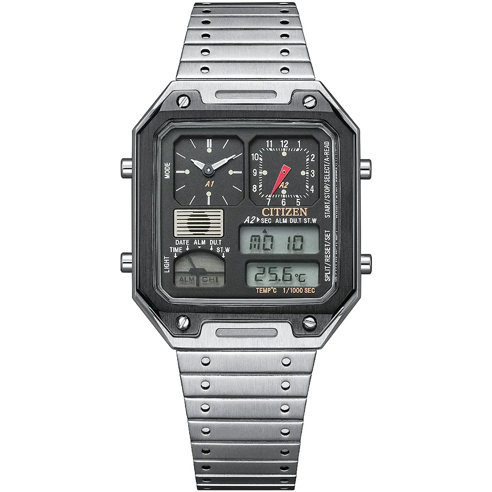 CITIZEN JG2126-69E《ANA-DIGI TEMP 經典復刻電子錶》33mm/男女兼用/銀黑/公司貨 歷史價格詳細信息