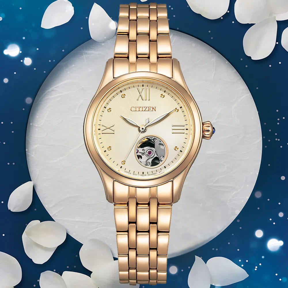 CITIZEN 星辰 LADYS 星星鏤空錶盤 星空淑女機械錶-藍 牛皮錶帶34mm (PC1009-27M) 歷史價格詳細信息