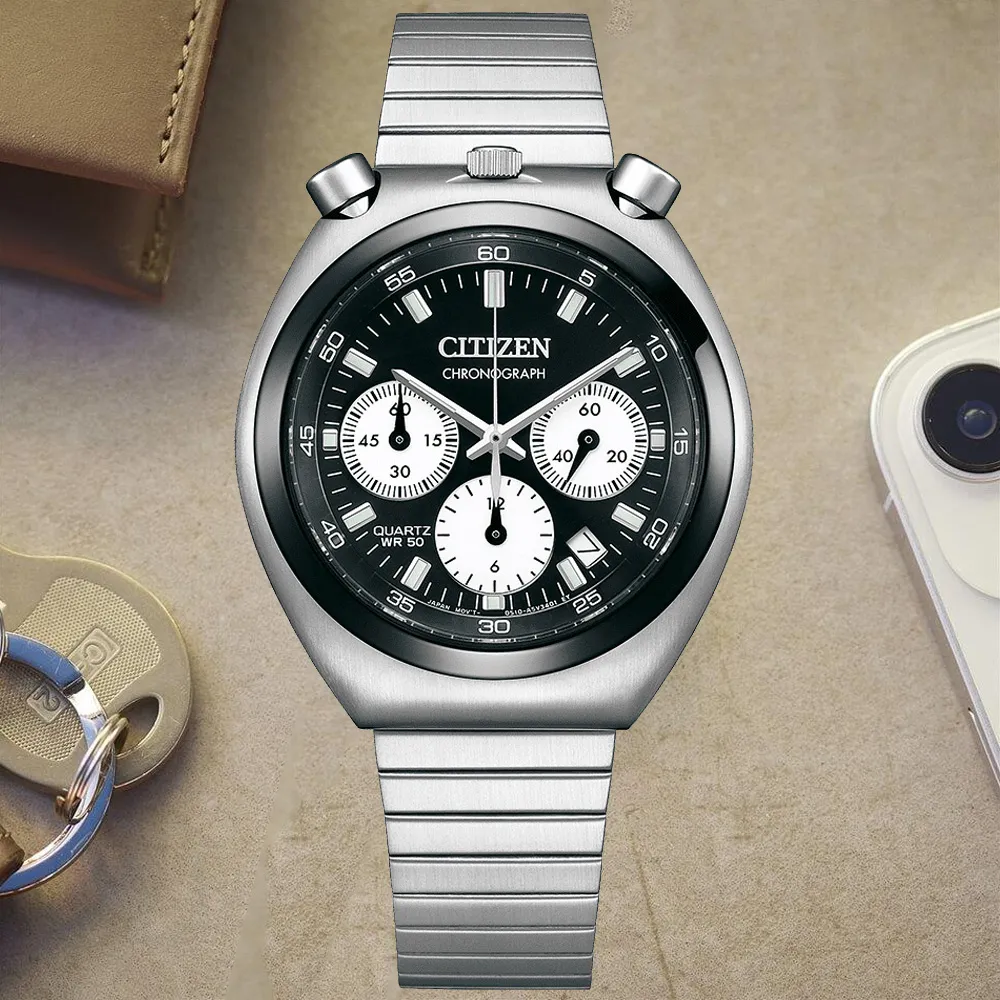 CITIZEN 星辰表 / AN3690-56L / 經典三眼計時碼錶日期日本機芯防水100米不鏽鋼手錶藍色43mm 歷史價格詳細信息
