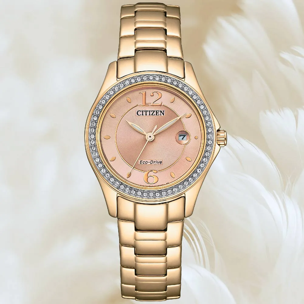 CITIZEN 星辰 LADYS 光動能 水晶鑽 白蝶貝藍寶石玻璃淑女腕錶-皮錶帶34mm(EM0419-11D) 歷史價格詳細信息