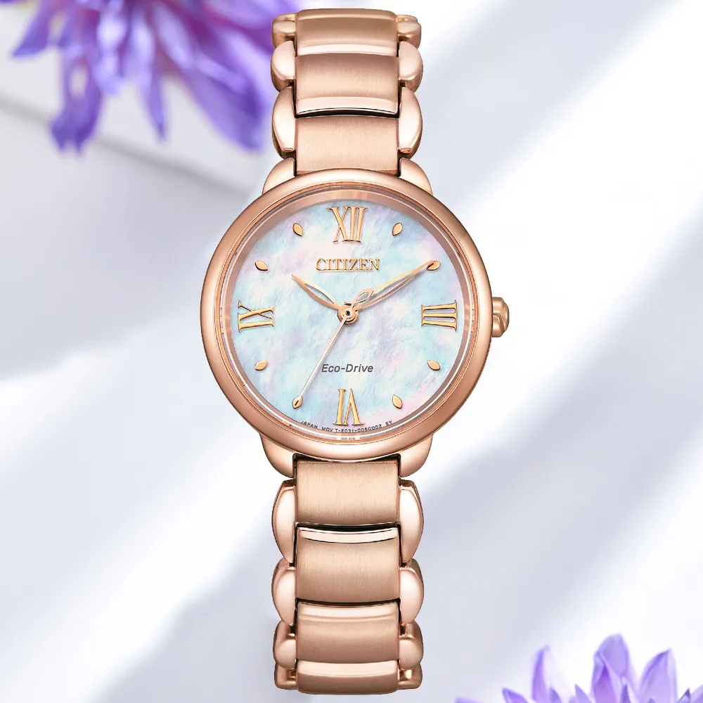 CITIZEN星辰 L系列 光動能時尚玫瑰金腕錶 30mm/EM0912-84Y 歷史價格詳細信息