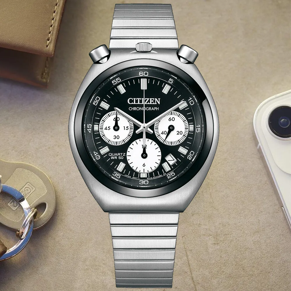 CITIZEN 星辰表 / AN3690-56L / 經典三眼計時碼錶日期日本機芯防水100米不鏽鋼手錶藍色43mm 歷史價格詳細信息