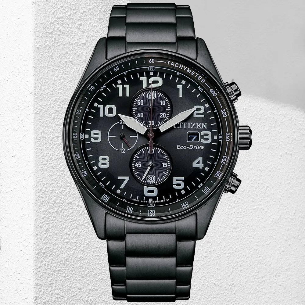 CITIZEN CA0775-87E《光動能 飛行錶》43mm/三眼計時/100M防水/全黑【第一鐘錶】 歷史價格詳細信息