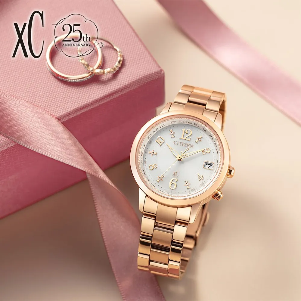 CITIZEN 星辰 xC 亞洲限定款光動能優雅氣質腕錶/玫瑰金x銀/32.5mm/EW2425-57W 歷史價格詳細信息