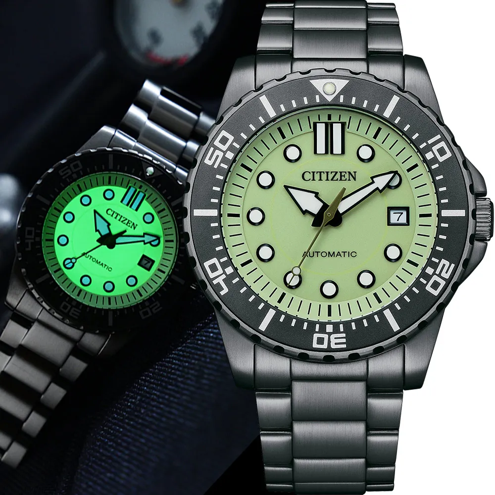 CITIZEN 星辰表/NJ0177-84X/夜光型者 機械錶 自動上鍊 防水100米 不鏽鋼手錶 螢光綠x鍍灰 43mm 歷史價格詳細信息