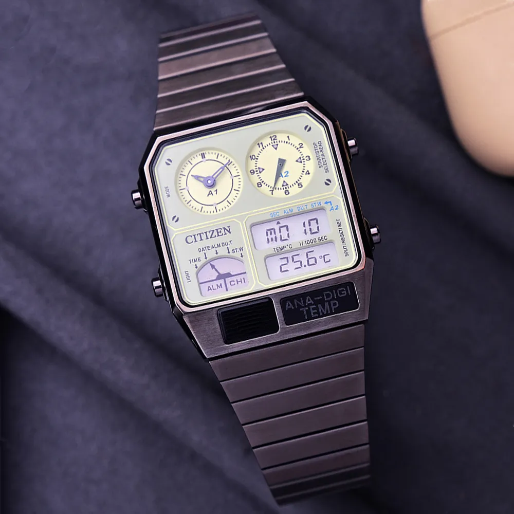 CITIZEN星辰 Chronograph系列 復古雙顯電子腕錶 32.5x40.6mm/JG2105-93E 歷史價格詳細信息