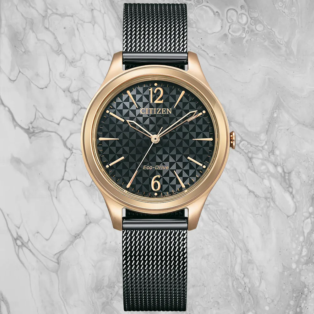 【CITIZEN】星辰 EM0509-10A 光動能 幾何紋路 皮錶帶女錶 灰/玫瑰金 32mm 歷史價格詳細信息