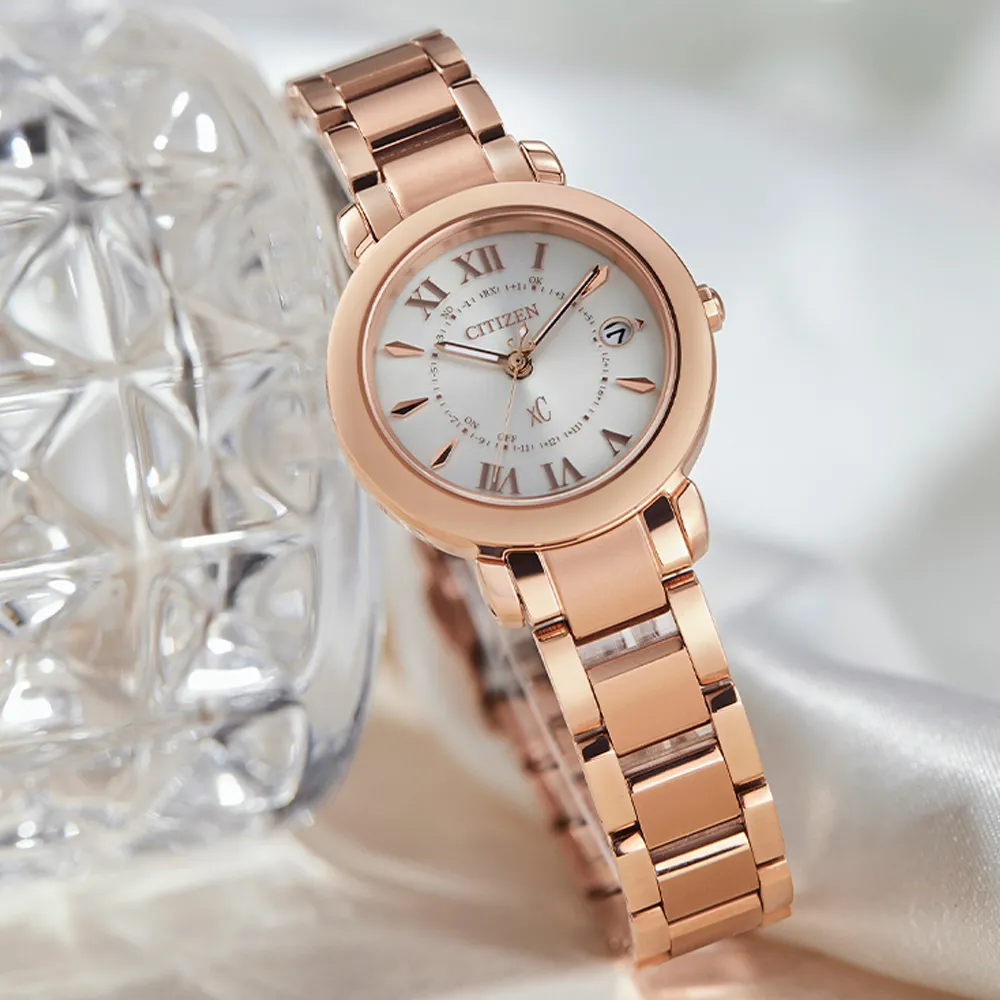 CITIZEN星辰 xC系列 光動能電波玫瑰金腕錶 27.8mm/EC1037-51A 歷史價格詳細信息
