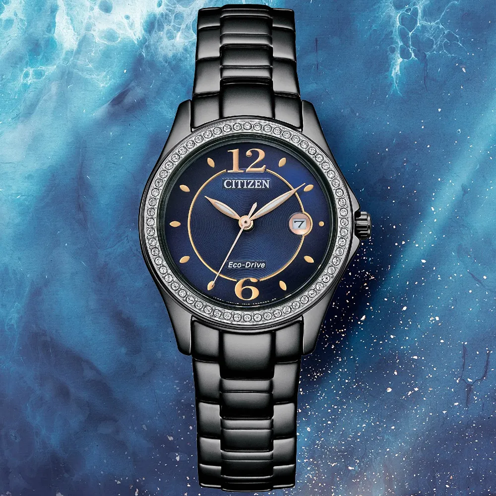 CITIZEN 星辰 LADYS 光動能 水晶鑽 白蝶貝藍寶石玻璃淑女腕錶-皮錶帶34mm(EM0419-11D) 歷史價格詳細信息