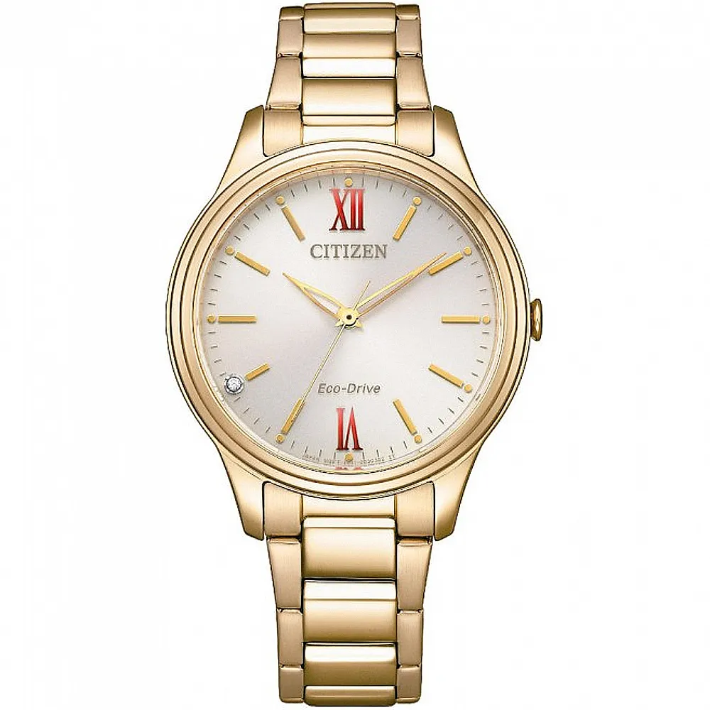 CITIZEN / EM0418-81X / 光動能 簡約時尚 晶鑽 不鏽鋼手錶 米白色x鍍玫瑰金 34mm 歷史價格詳細信息