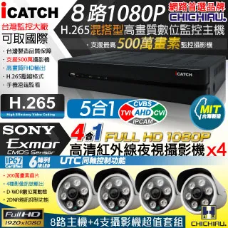 【CHICHIAU】H.265 8路4聲 500萬 AHD TVI CVI 1080P台製iCATCH數位高清遠端監控錄影主機 歷史價格詳細信息