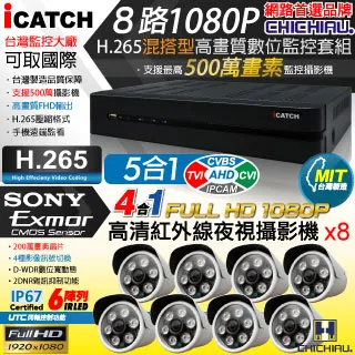 【CHICHIAU】H.265 8路4聲 500萬 AHD TVI CVI 1080P台製iCATCH數位高清遠端監控錄影主機 歷史價格詳細信息