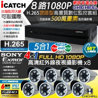 【CHICHIAU】H.265 8路4聲 500萬 AHD TVI CVI 1080P台製iCATCH數位高清遠端監控錄影主機 歷史價格詳細信息
