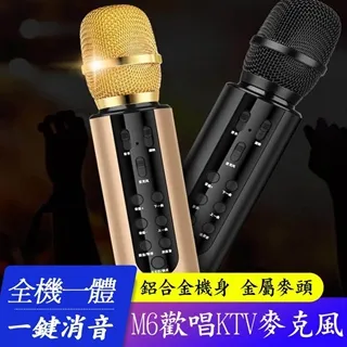 M6二合一音效卡麥克風/ 直播麥克風 變聲藍牙K歌音響話筒一體成型 ktv麥克風 歷史價格詳細信息