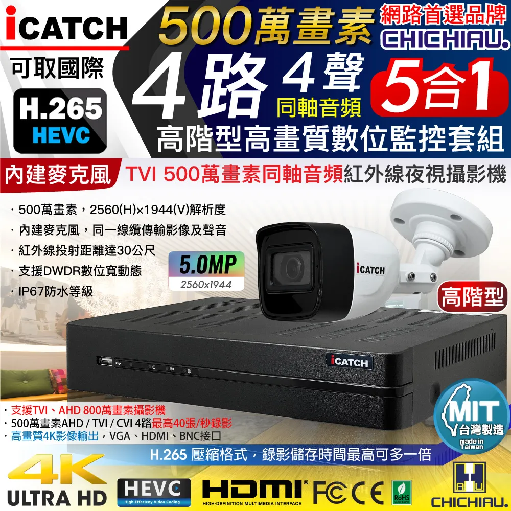 【CHICHIAU】H.265 5MP 500萬畫素4顆隱藏式紅外線POE IPCAM網路攝影機 歷史價格詳細信息
