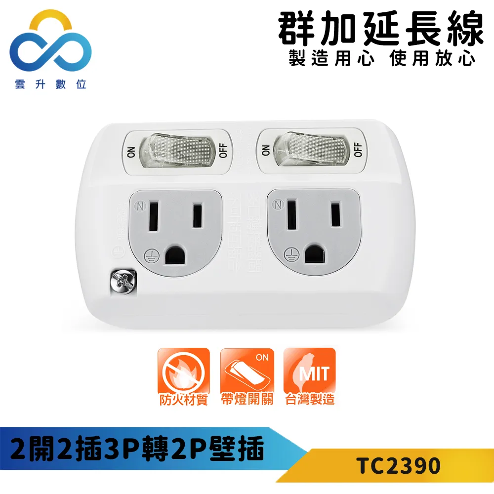 群加 PowerSync 2開2插3P轉2P壁插/白色(TC2390) 歷史價格詳細信息