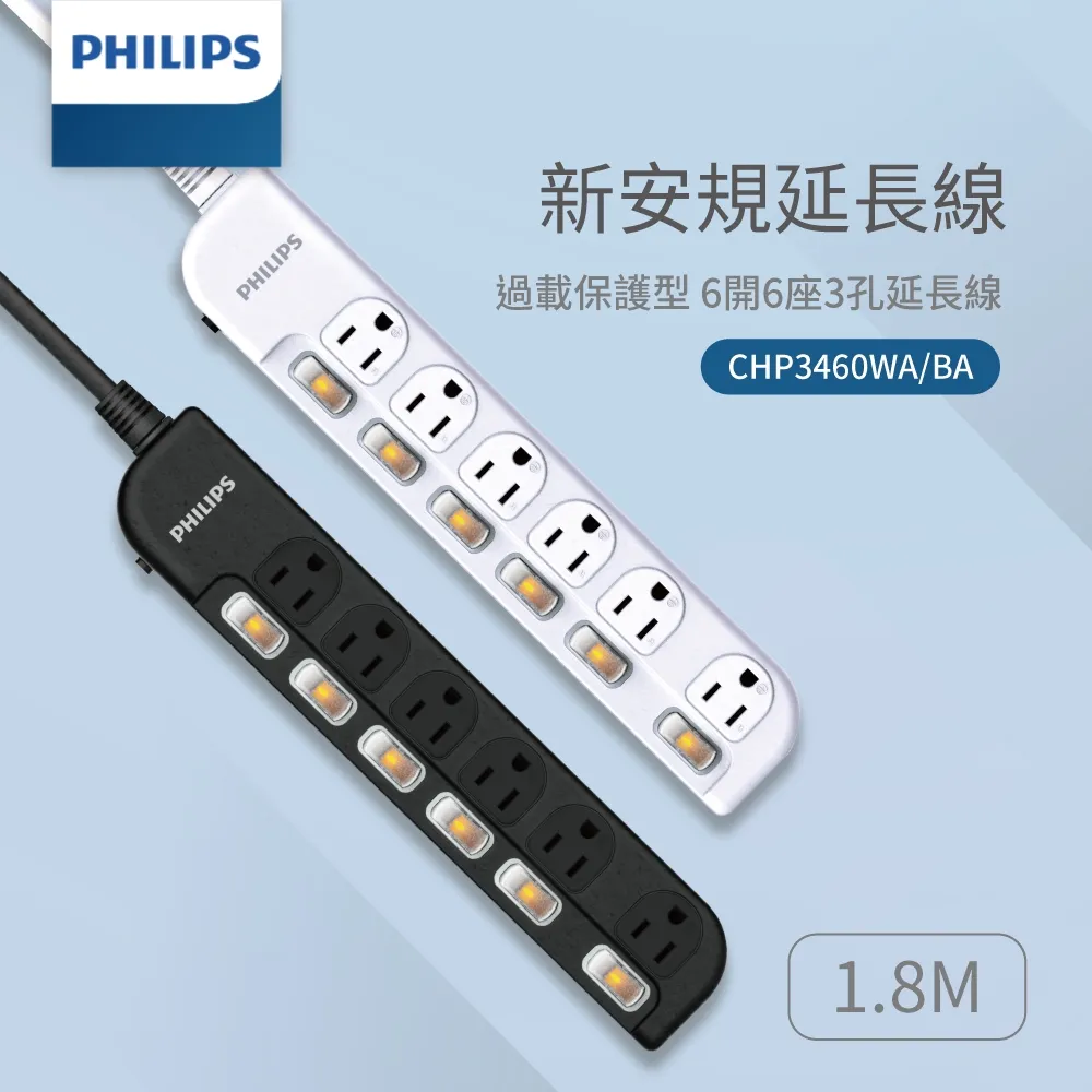PHILIPS 台灣製 1切6座延長線 1.8M CHP2460 歷史價格詳細信息