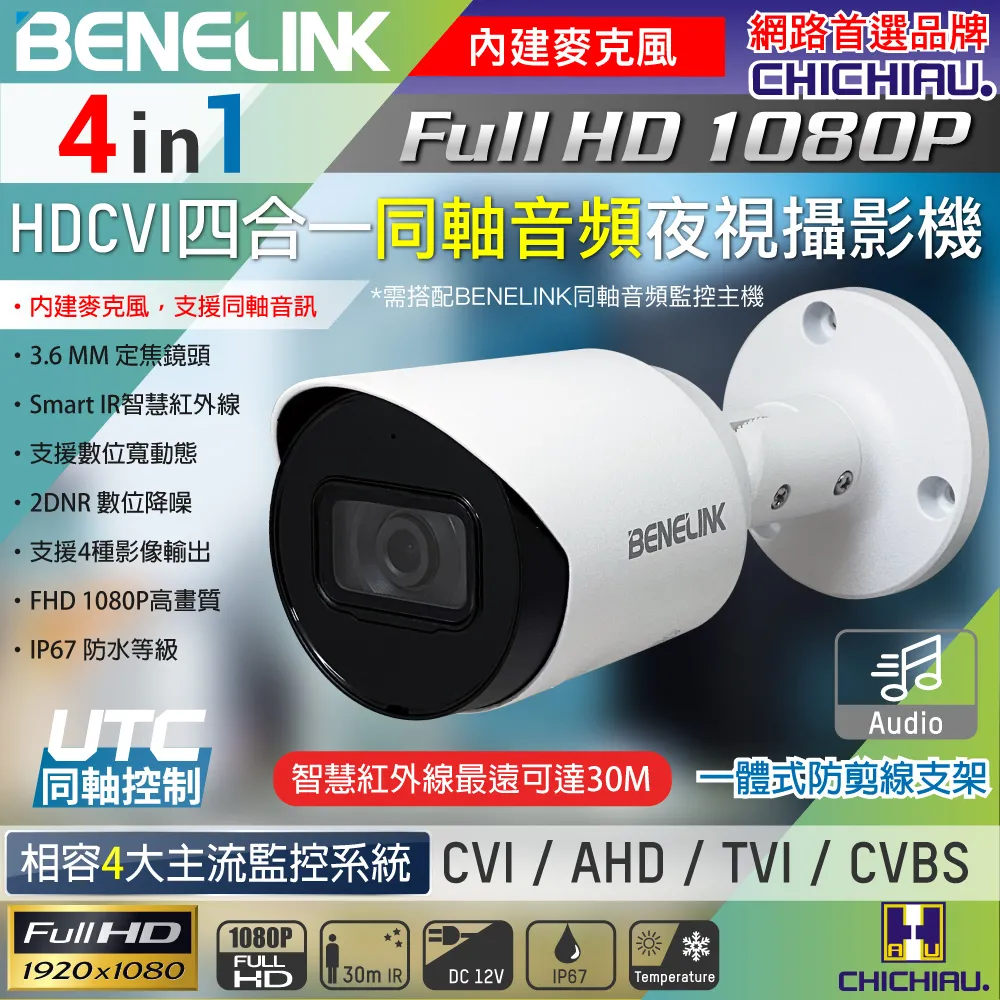 【CHICHIAU】BENELINK H.265 5MP 4路1080P五合一數位高清遠端監控錄影主機 歷史價格詳細信息