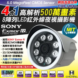 【CHICHIAU】5MP TVI 同軸音頻 500萬畫素夜間全彩槍機型監視器攝影機 4mm 歷史價格詳細信息