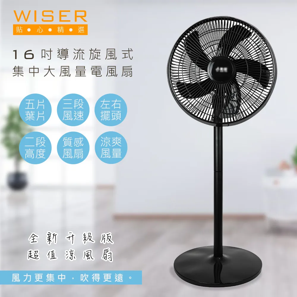 【WISER精選】16吋導流旋風式電風扇立扇循環扇(新型導流網) 歷史價格詳細信息