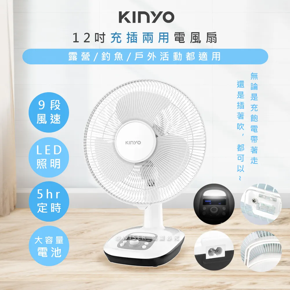 KINYO CF-900 8吋充電式照明風扇 送贈品3選1 現金積點20%折抵 歷史價格詳細信息